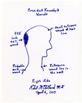 Large Signed Drawing of President Kennedys Wounds by Dr. Robert McClelland, the Physician Who Held President Kennedys Head at the Dallas Hospital