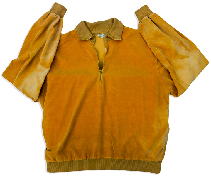 Elvis Presley Owned & Worn Gold Velour Shirt -- With COAs From Graceland Authenticated and the Elvis Presley Museum