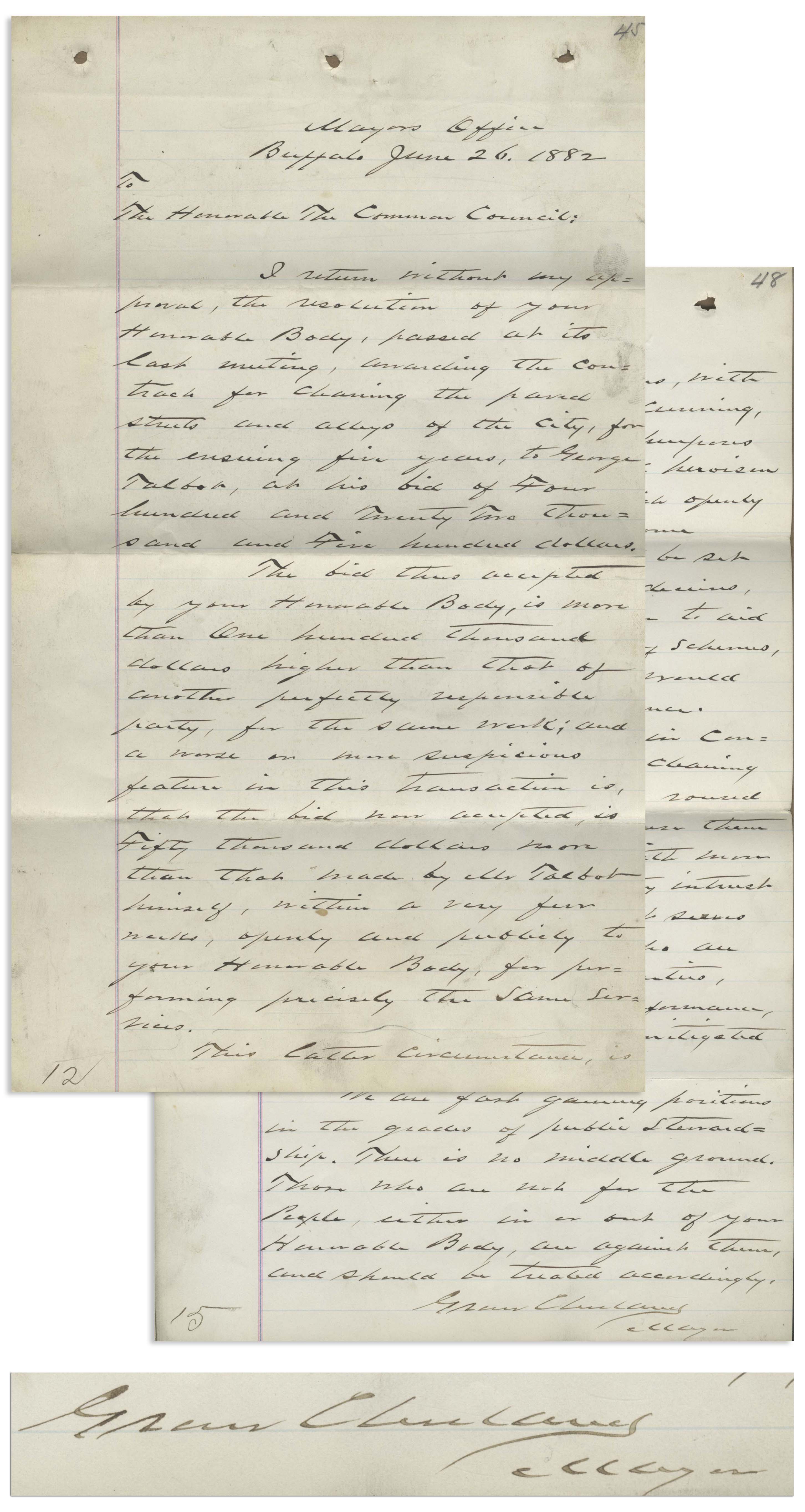 Lot Detail - Grover Cleveland Autograph Speech Signed of His Famous ...