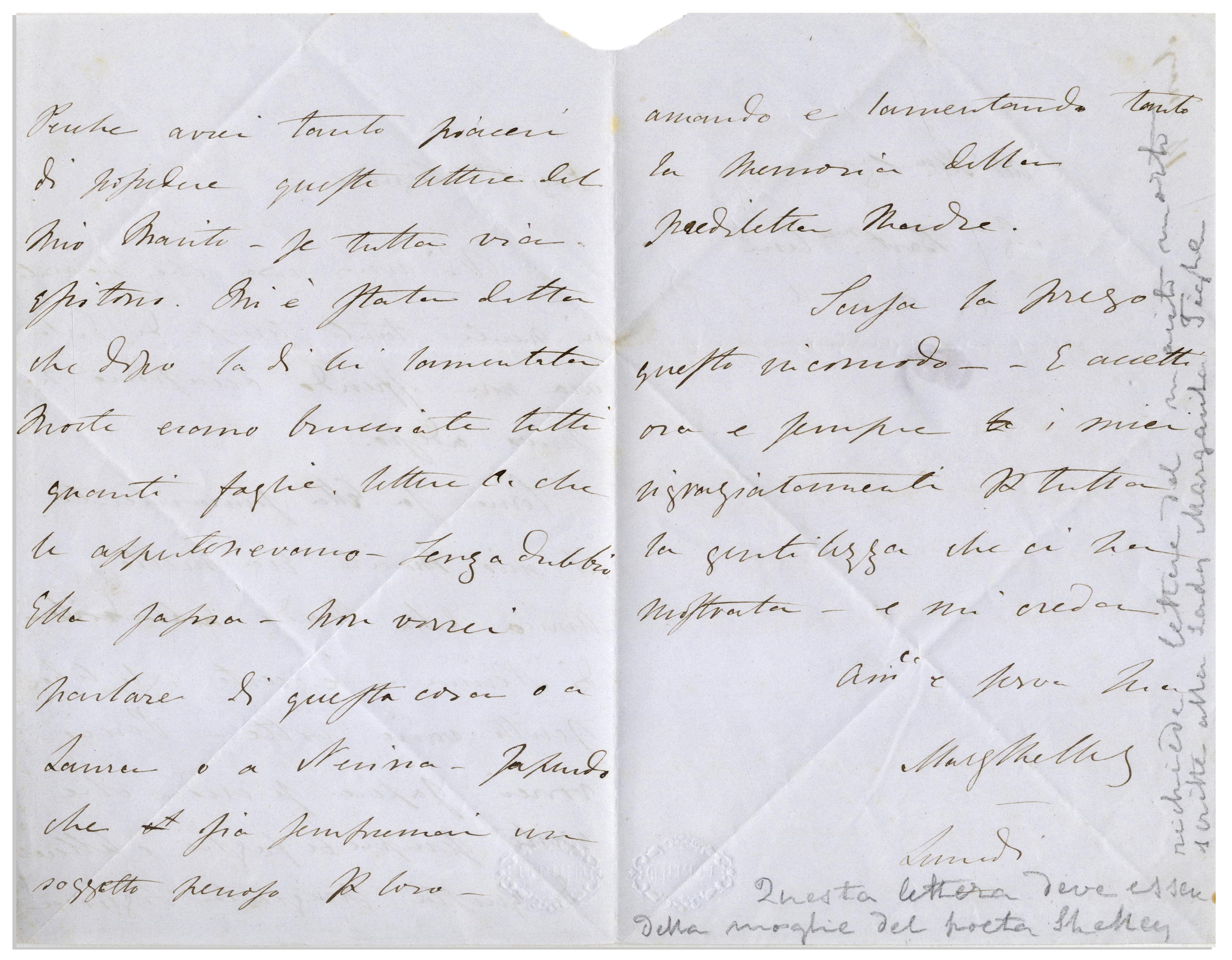 Lot Detail - Mary Shelley Autograph Letter Signed Regarding Letters ...