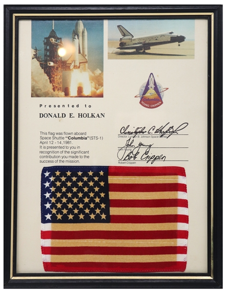 Space-Flown U.S. Flag From the First Space Shuttle Mission, Columbia STS-1