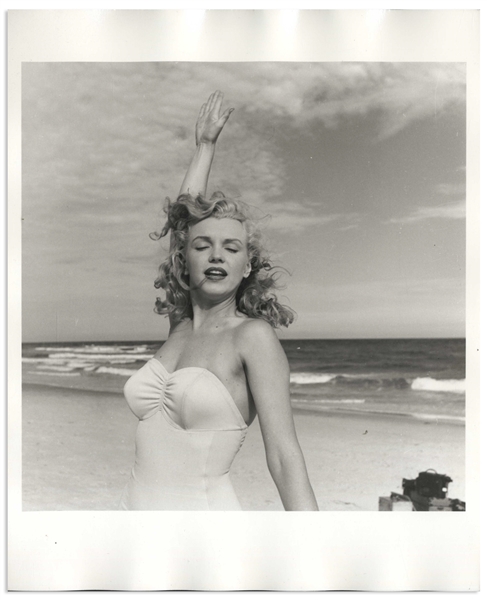 Original 8'' x 10'' Photograph of Marilyn Monroe Taken by Andre de Dienes in 1949 -- The Famed Tobey Beach Photo Session