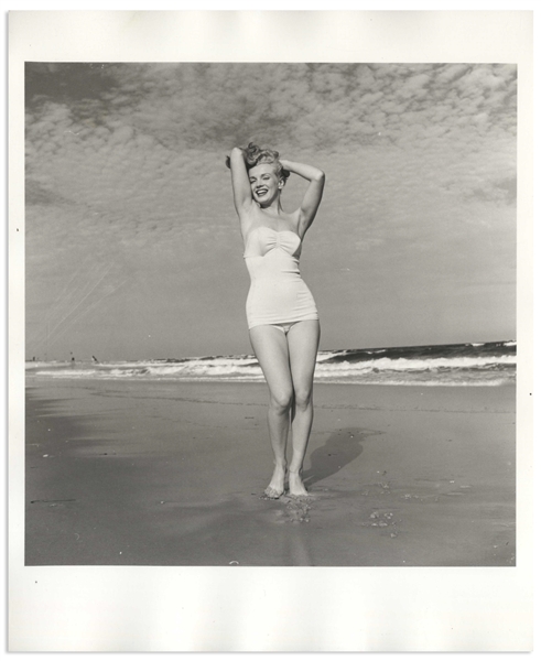 Original 8'' x 10'' Photograph of Marilyn Monroe Taken by Andre de Dienes in 1949 -- The Famed Tobay Beach Photo Session