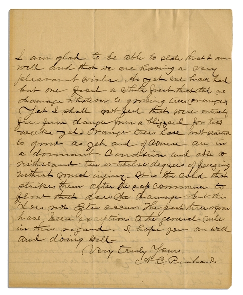 Lincoln Assassination Letter by Policeman Who Hunted Conspirators -- ''...as to the...disposition of the remains of J. Wilkes Booth...''