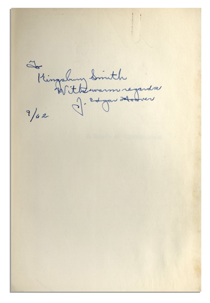 J. Edgar Hoover Signed First Edition of ''A Study of Communism''