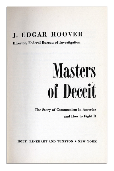 J. Edgar Hoover ''Masters of Deceit'' Signed Book