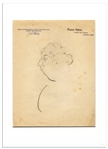Enrico Caruso Hand-Drawn Sketch, Circa 1917 While Performing in Lodoletta