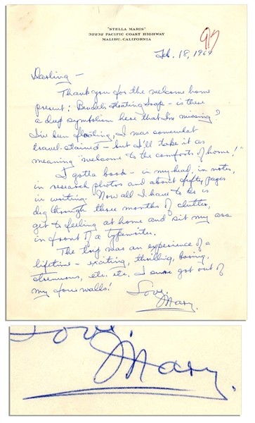Mary Astor Autograph Letter Signed -- ''...Now all I have to do is dig through three months of clutter, get to feeling at home and sit my ass in front of a typewriter...''