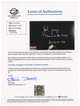 John Young and Charlie Duke Signed 10'' x 8'' Lunar Photo of Young Saluting the U.S. Flag During the Apollo 16 Mission -- Duke Additionally Writes, ''Hey, John...Come give me a big Navy salute''