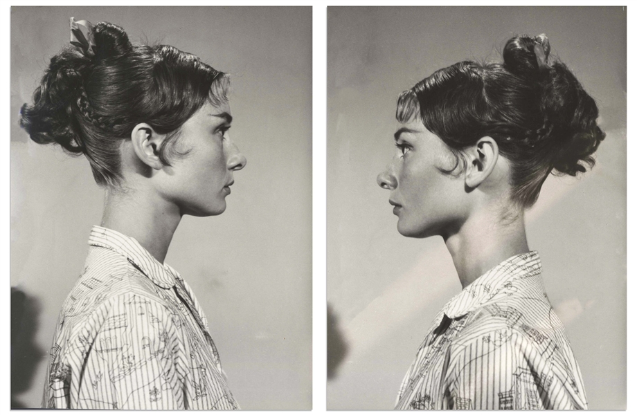 Audrey Hepburn Personally Owned Pair of Photos From ''War and Peace'', Testing a Hairstyle for the Film -- From the Personal Collection of Audrey Hepburn