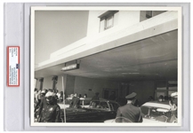 Original 10 x 8 Photo of John F. Kennedys Presidential Limousine at Parkland Hospital in Dallas -- Encapsulated & Authenticated by PSA as Type I Photograph