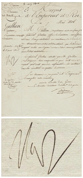 Napoleon Bonaparte Military Document Signed in 1806 as Emperor of France