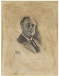 Franklin D. Roosevelt Signed 18'' x 24'' Sketch