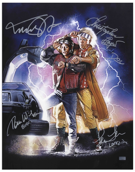 ''Back to the Future'' Cast-Signed 16'' x 20'' Photo, With Drew Struzan Artwork