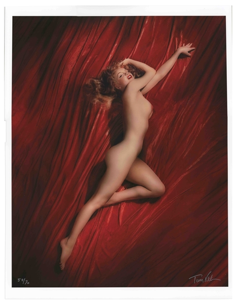 Tom Kelley Limited Edition 17'' x 22'' Giclee Photograph of Marilyn Monroe in the ''Red Velvet'' Photo Session