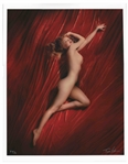 Tom Kelley Limited Edition 17'' x 22'' Giclee Photograph of Marilyn Monroe in the ''Red Velvet'' Photo Session