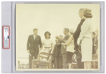Original 10 x 8 Photo of John and Jackie Kennedy Taken by Cecil W. Stoughton in Houston the Day Before the Assassination -- Encapsulated & Authenticated by PSA as Type I Photograph