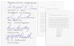Lee Harvey Oswald Arrest Document With Fascinating Account of Oswalds Apprehension -- Signed by All Four Arresting Officers -- ...the officer and the suspect wrestled for the gun...