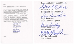 Lee Harvey Oswald Arrest Document With Account of Oswalds Apprehension -- Signed by All Four Arresting Officers -- ...the officer and the suspect wrestled for the gun...