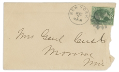 George Custer Handwritten Signed Envelope Addressed to his Wife, Mrs Genl Custer