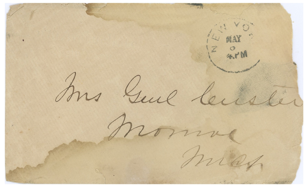 George Custer Handwritten Signed Envelope Addressed to his Wife, ''Mrs Genl Custer''