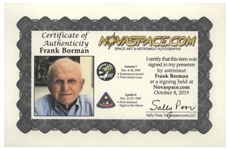 Frank Borman Signed 20'' x 16'' Photo of the Earth and Moon -- ''...Good night, Merry Christmas and God Bless all on Earth...''