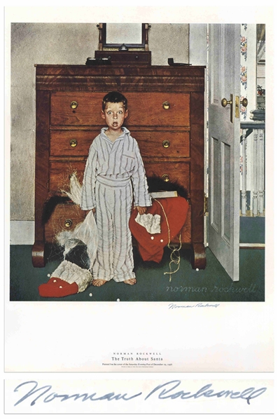 Norman Rockwell Large Signed Print of His ''The Saturday Evening Post'' Cover, ''The Truth About Santa''