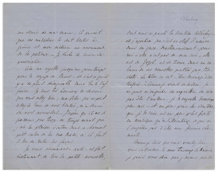 19th Century Russian Novelist Ivan Turgenev Autograph Letter Signed -- Praising Gogol's Story ''The Old World Landowners'': ''...I cannot help but regret that I am not its author...''