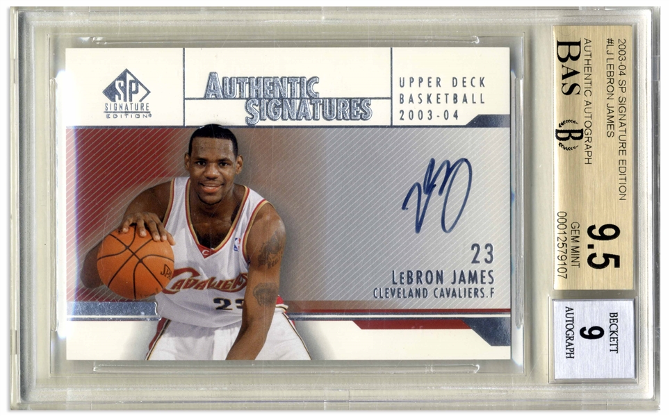 LeBron James Signed 2003-04 Upper Deck Signature Edition Card, James' Rookie Year -- Beckett Graded 9.5 for Card & 9 for Autograph