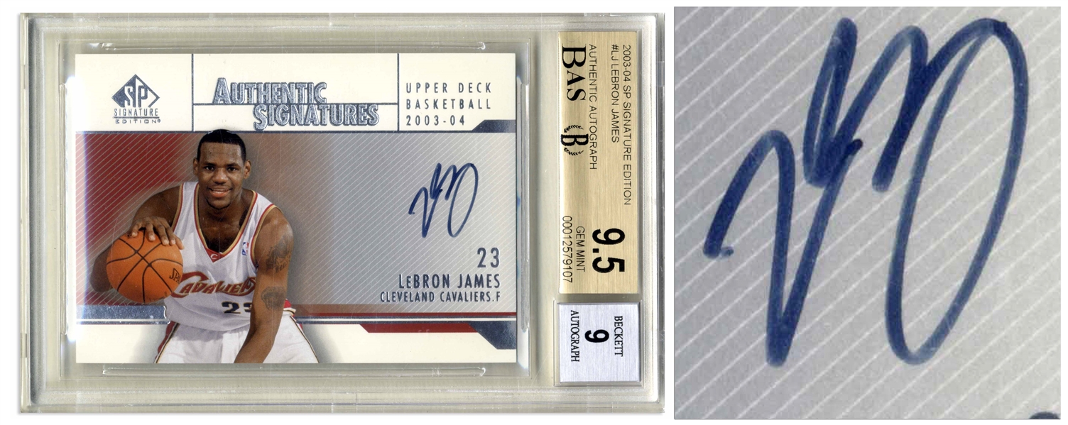 LeBron James Signed 2003-04 Upper Deck Signature Edition Card, James' Rookie Year -- Beckett Graded 9.5 for Card & 9 for Autograph