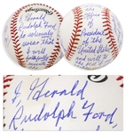 Gerald Ford Signed Baseball, With Ford Also Handwriting the Presidential Oath of Office