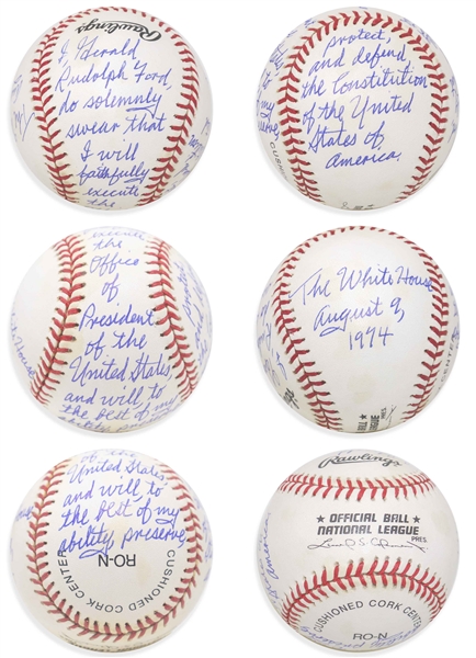 Gerald Ford Signed Baseball, With Ford Also Handwriting the Presidential Oath of Office