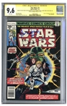 Star Wars #1 From 1977 Signed by Mark Hamill, Carrie Fisher, Harrison Ford, Peter Mahew, Anthony Daniels and Kenny Baker -- CGC Graded 9.6
