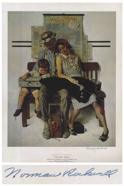 Norman Rockwell Large Signed Print of His 1930 ''The Saturday Evening Post'' Cover, ''Tired But Happy''