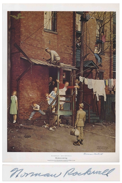Norman Rockwell Large Signed Print of His World War II Themed ''The Saturday Evening Post'' Cover, ''Homecoming''