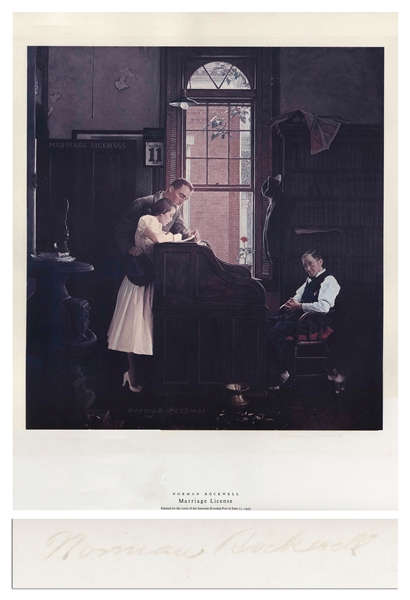 Norman Rockwell Large Signed Print of His Famous ''The Saturday Evening Post'' Cover, ''Marriage License''