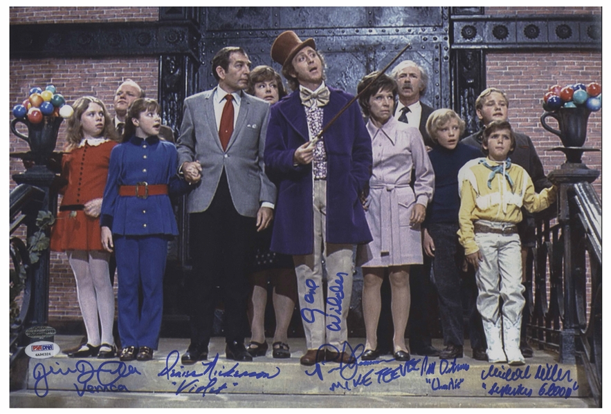 Willy Wonka Cast-Signed 17'' x 12'' Photo -- With PSA/DNA COA for All Six Signatures