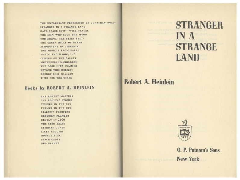 First Edition, First Printing of ''Stranger in a Strange Land'' by Robert Heinlein -- 1962 Hugo Award Winner in Original Dust Jacket