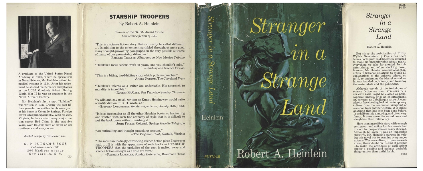 First Edition, First Printing of ''Stranger in a Strange Land'' by Robert Heinlein -- 1962 Hugo Award Winner in Original Dust Jacket
