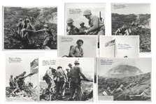 Charles Lindberg Lot of Eight Signed 8 x 10 Photos of Scenes From Iwo Jima Where Lindberg Raised the First Flag