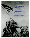 Iwo Jima 11 x 14 Photo Signed by Three Medal of Honor Recipients of the Battle -- With Beckett COA