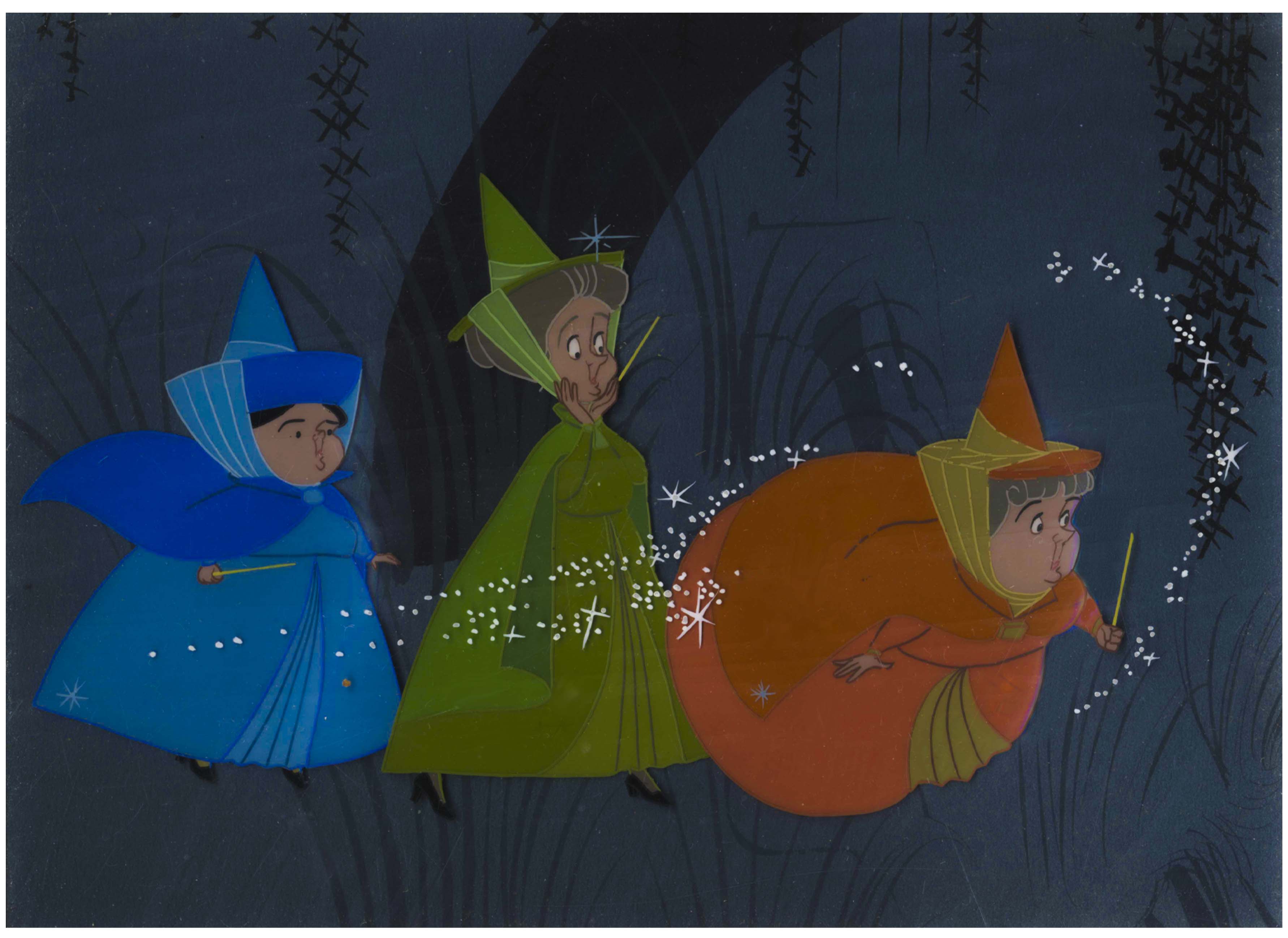 Lot Detail Original Sleeping Beauty Disney Cel Of The Fairy Godmothers