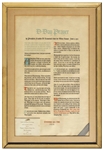 Franklin D. Roosevelt D-Day Prayer Broadside -- One of a Select Few Given to Roosevelts Staff at Christmas in 1944