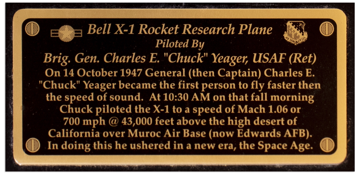 Chuck Yeager Signed Bell X-1 Model Airplane -- The Plane Yeager Piloted When He Broke the Sound Barrier in 1947 -- With Beckett COA