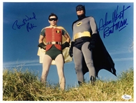 Adam West and Burt Ward Signed 14 x 11 Photo From Batman -- Uninscribed, With Both Men Adding Their Characters Names -- With JSA COA