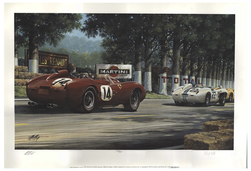 Phil Mans Signed Limited Edition Lithograph of ''Hill at Le Mans, 1958'' by Artist Michael Mate