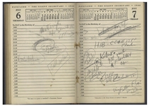 Sheldon Mayer's Personal Day Planner From 1944 When Mayer Edited All-American Publications -- Nearly Every Day Filled-in With Dozens of Artists & Strips Like Flash, Green Lantern, Wonder Woman, Etc.