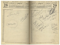 Sheldon Mayer's Personal Day Planner From 1944 When Mayer Edited All-American Publications -- Nearly Every Day Filled-in With Dozens of Artists & Strips Like Flash, Green Lantern, Wonder Woman, Etc.