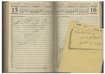 Sheldon Mayer's Personal Day Planner From 1944 When Mayer Edited All-American Publications -- Nearly Every Day Filled-in With Dozens of Artists & Strips Like Flash, Green Lantern, Wonder Woman, Etc.