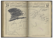 Sheldon Mayer's Personal Day Planner From 1944 When Mayer Edited All-American Publications -- Nearly Every Day Filled-in With Dozens of Artists & Strips Like Flash, Green Lantern, Wonder Woman, Etc.